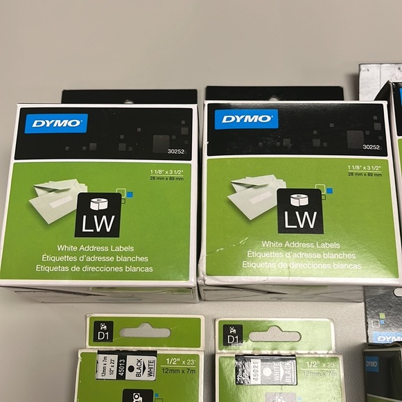 DYMO bundle of white folder label, 2 ink cassettes, 3 address label packages NEW - Picture 4 of 6